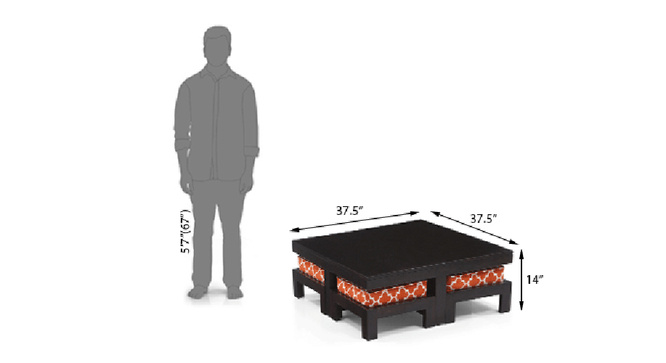 Tribal Coffee Table Set (Ebony Morocco Lattice Rust)